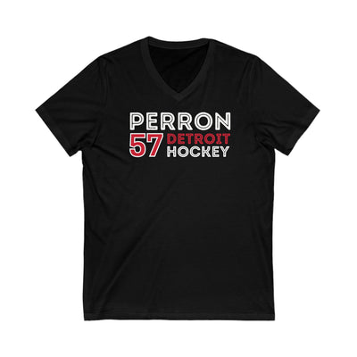 Perron 57 Detroit Hockey Grafitti Wall Design Unisex V-Neck Tee