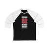 Berggren 52 Detroit Hockey Red Vertical Design Unisex Tri-Blend 3/4 Sleeve Raglan Baseball Shirt