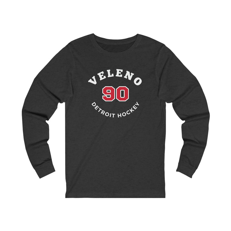 Veleno 90 Detroit Hockey Number Arch Design Unisex Jersey Long Sleeve Shirt