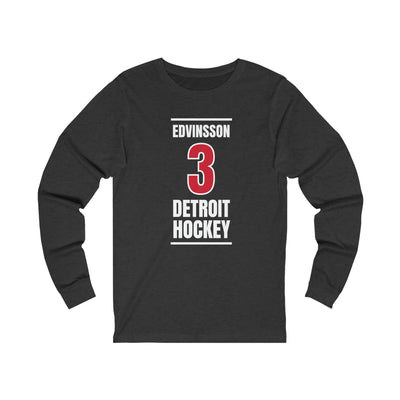Edvinsson 3 Detroit Hockey Red Vertical Design Unisex Jersey Long Sleeve Shirt