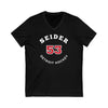 Seider 53 Detroit Hockey Number Arch Design Unisex V-Neck Tee