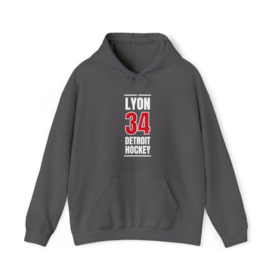 Lyon 34 Detroit Hockey Red Vertical Design Unisex Hooded Sweatshirt