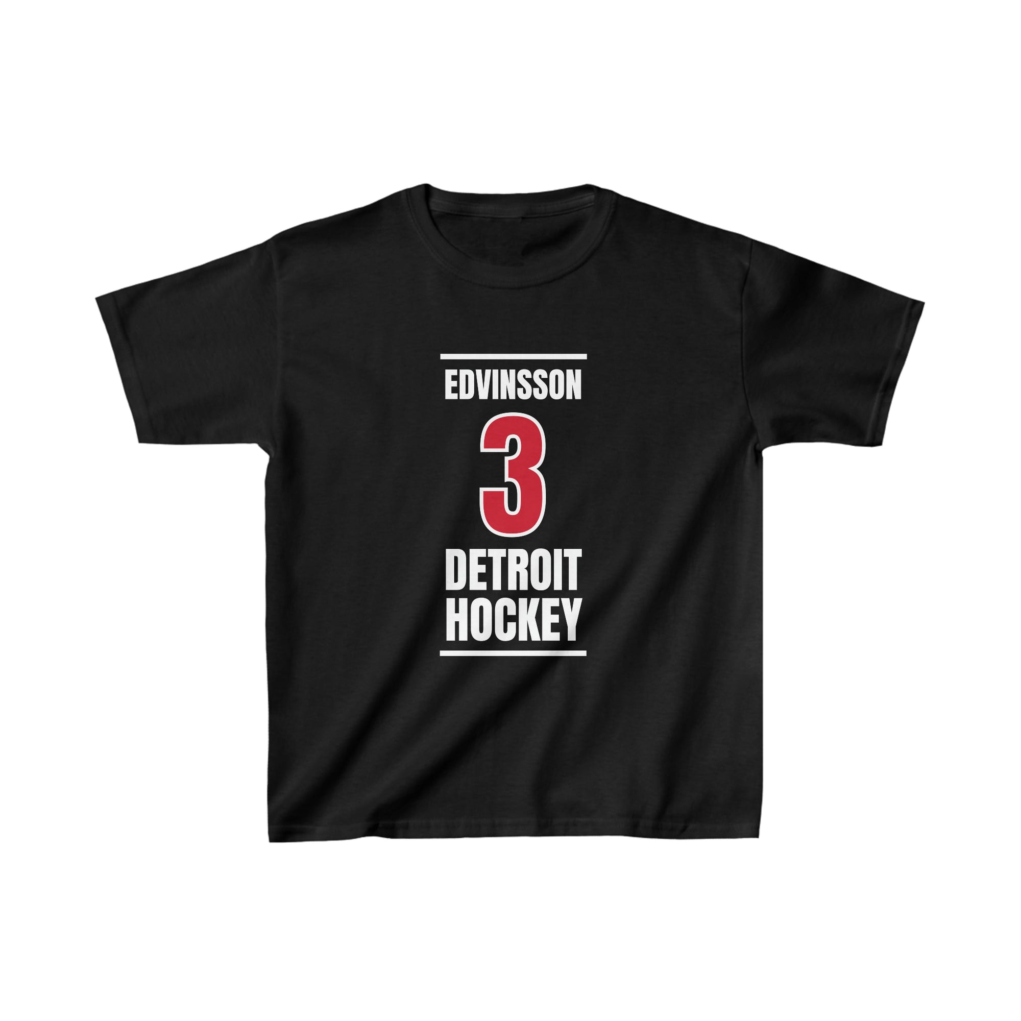 Edvinsson 3 Detroit Hockey Red Vertical Design Kids Tee