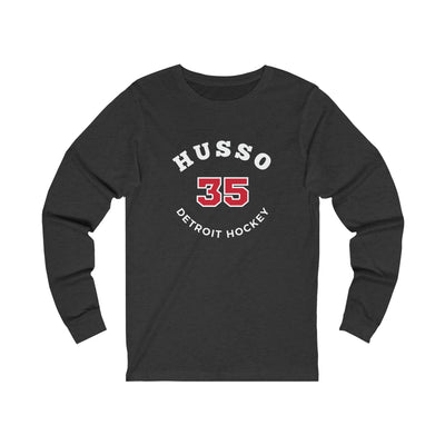 Husso 35 Detroit Hockey Number Arch Design Unisex Jersey Long Sleeve Shirt