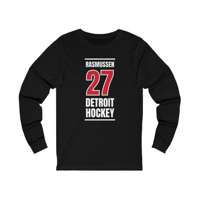 Rasmussen 27 Detroit Hockey Red Vertical Design Unisex Jersey Long Sleeve Shirt