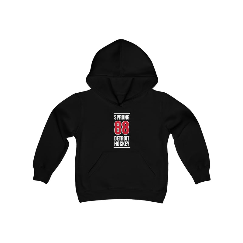 Sprong 88 Detroit Hockey Red Vertical Design Youth Hooded Sweatshirt