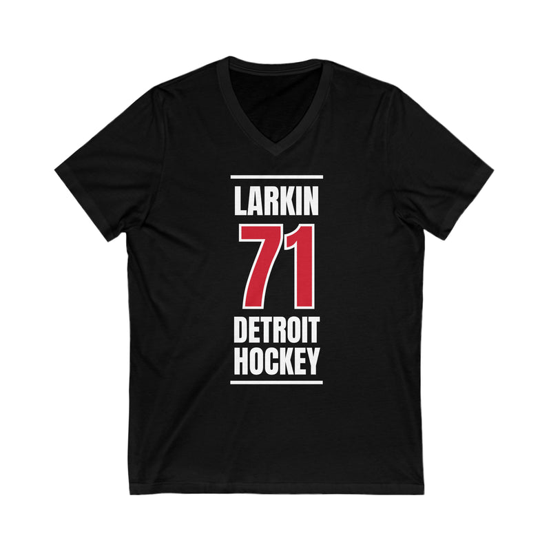 Larkin 71 Detroit Hockey Red Vertical Design Unisex V-Neck Tee