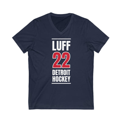 Luff 22 Detroit Hockey Red Vertical Design Unisex V-Neck Tee