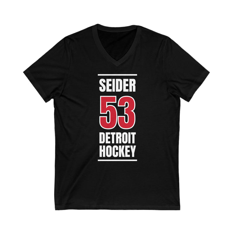 Seider 53 Detroit Hockey Red Vertical Design Unisex V-Neck Tee