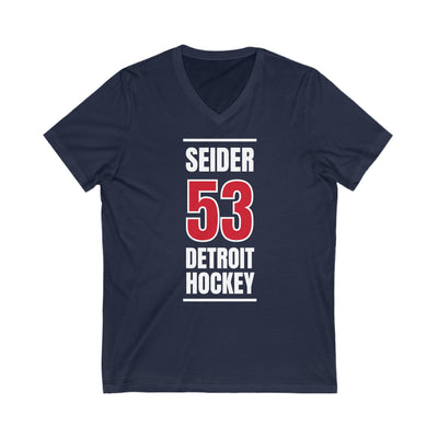 Seider 53 Detroit Hockey Red Vertical Design Unisex V-Neck Tee