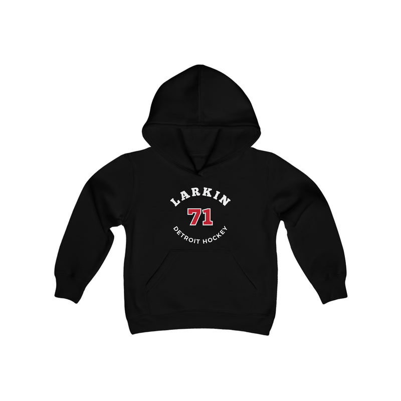Larkin 71 Detroit Hockey Number Arch Design Youth Hooded Sweatshirt