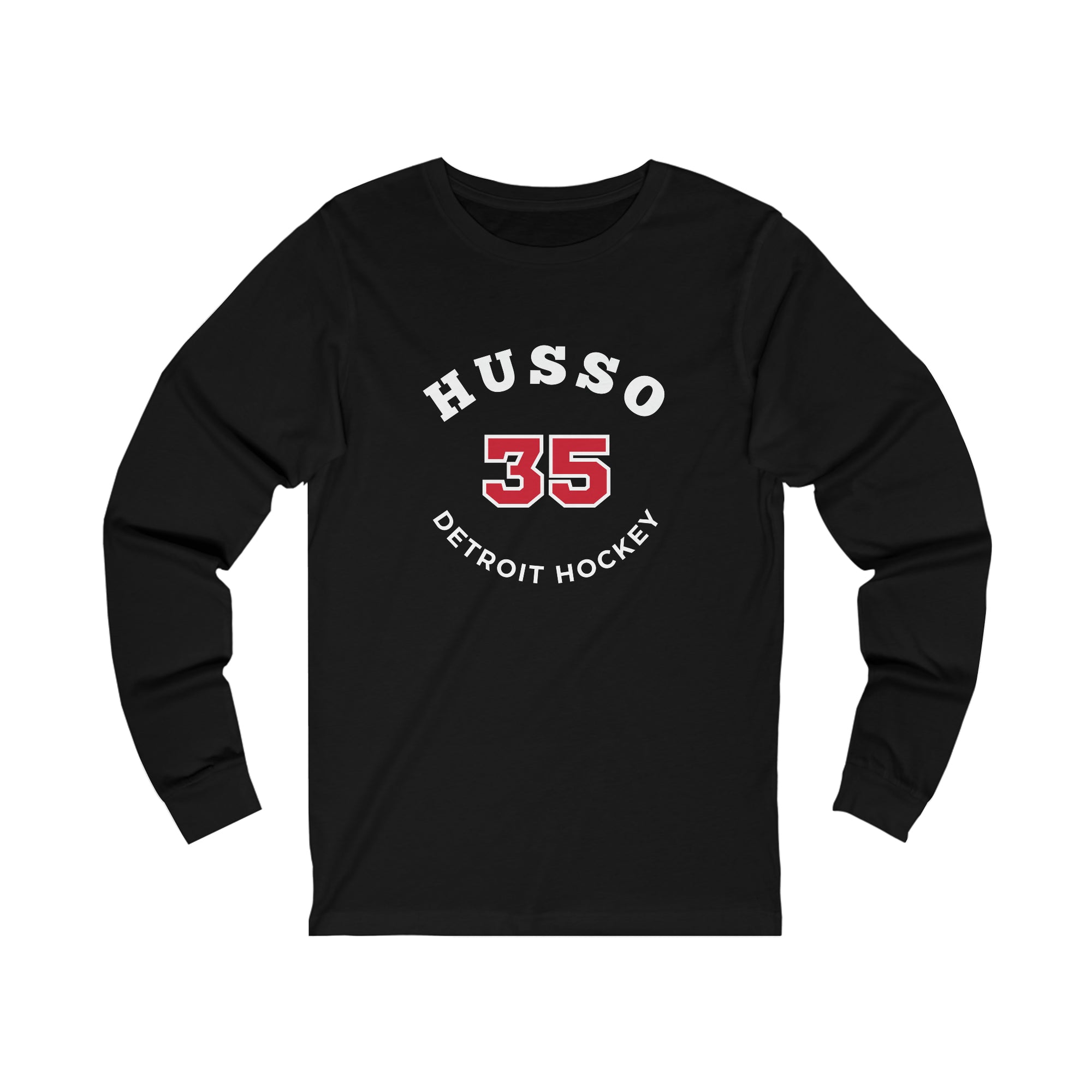 Husso 35 Detroit Hockey Number Arch Design Unisex Jersey Long Sleeve Shirt