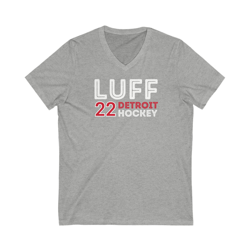 Luff 22 Detroit Hockey Grafitti Wall Design Unisex V-Neck Tee