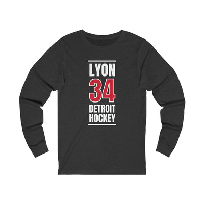 Lyon 34 Detroit Hockey Red Vertical Design Unisex Jersey Long Sleeve Shirt