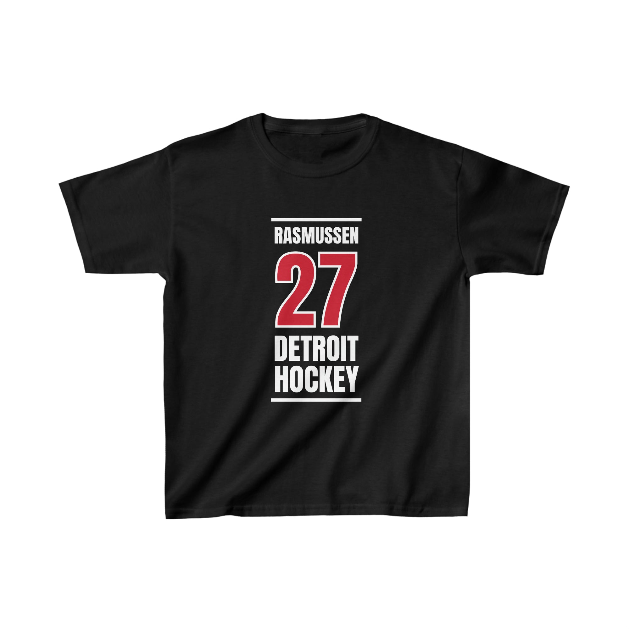 Rasmussen 27 Detroit Hockey Red Vertical Design Kids Tee