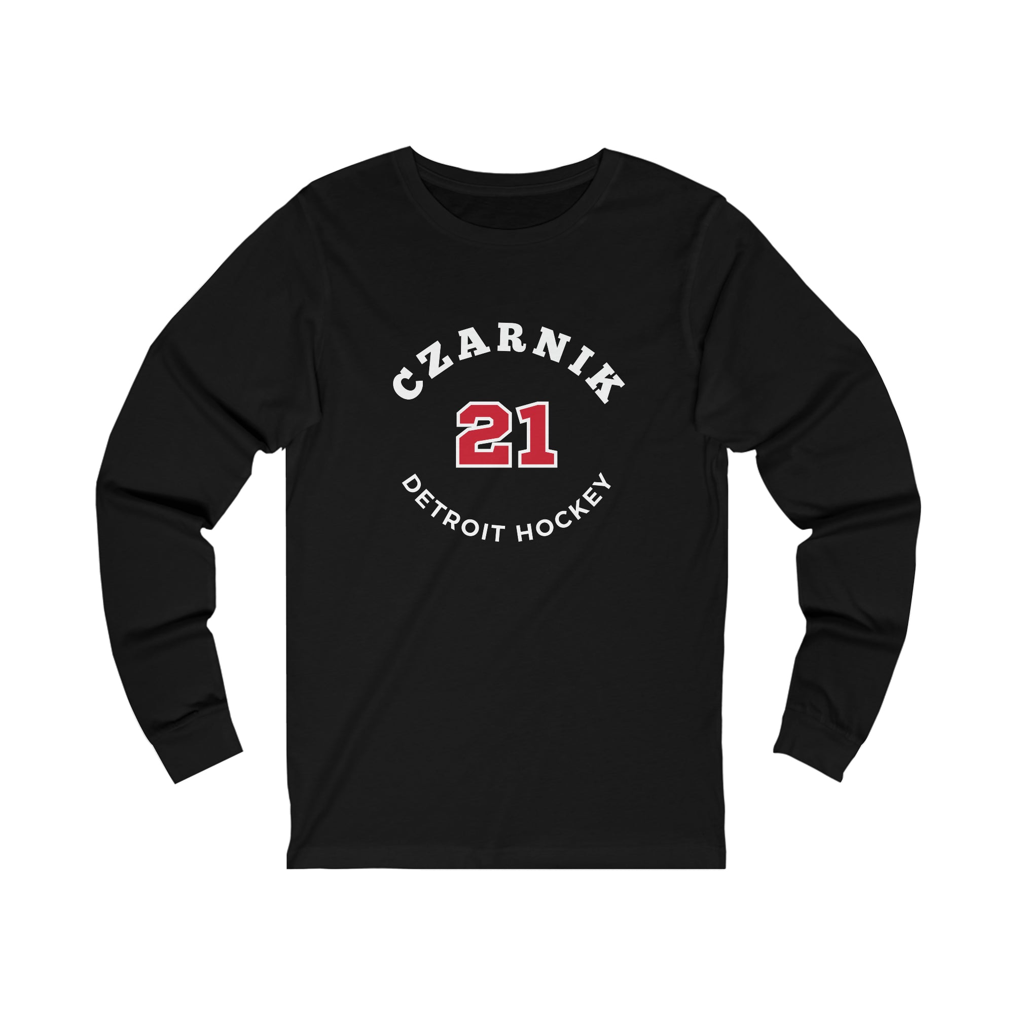 Czarnik 21 Detroit Hockey Number Arch Design Unisex Jersey Long Sleeve Shirt