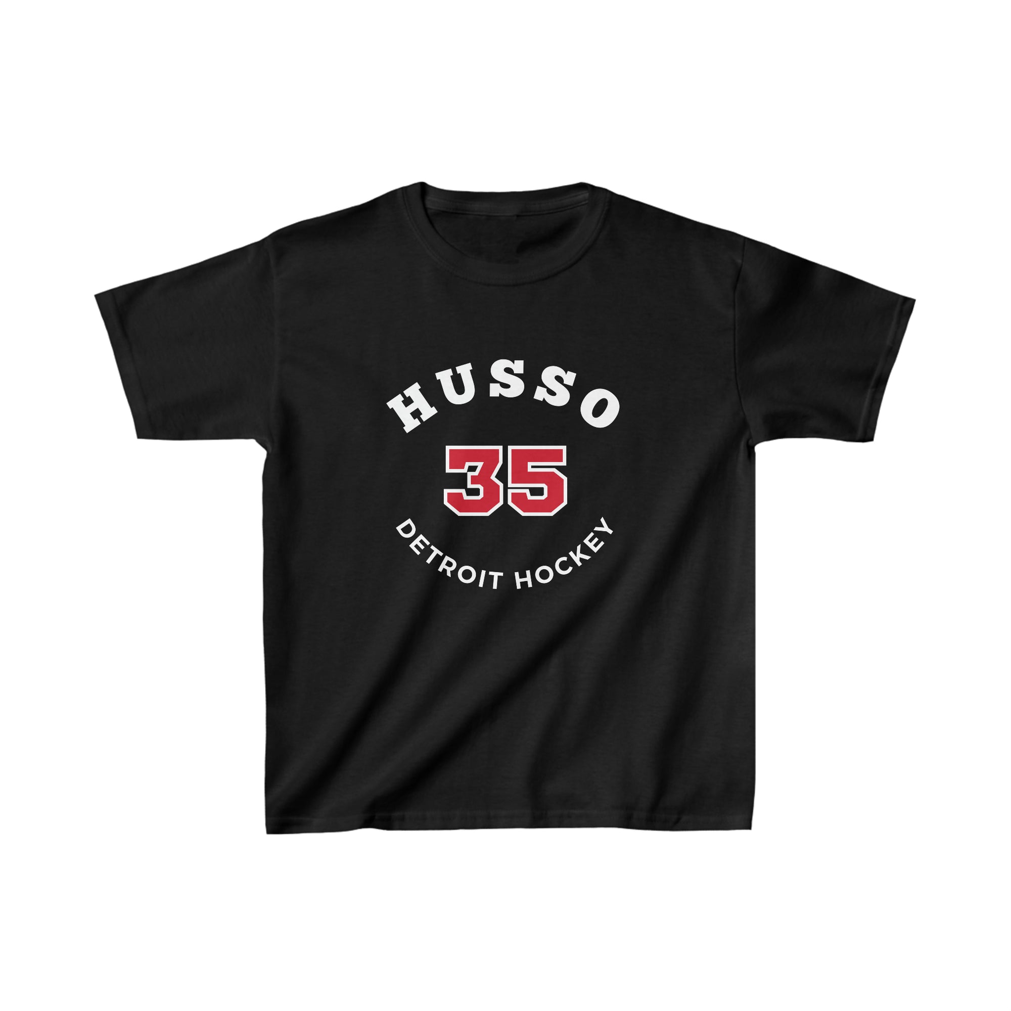 Husso 35 Detroit Hockey Number Arch Design Kids Tee