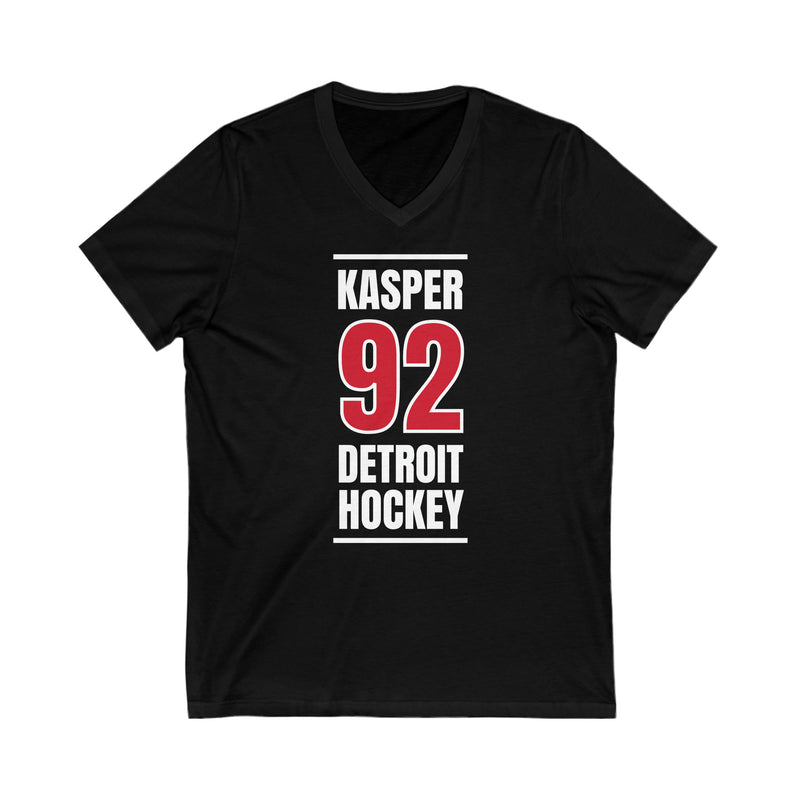Kasper 92 Detroit Hockey Red Vertical Design Unisex V-Neck Tee