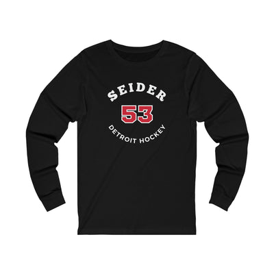 Seider 53 Detroit Hockey Number Arch Design Unisex Jersey Long Sleeve Shirt