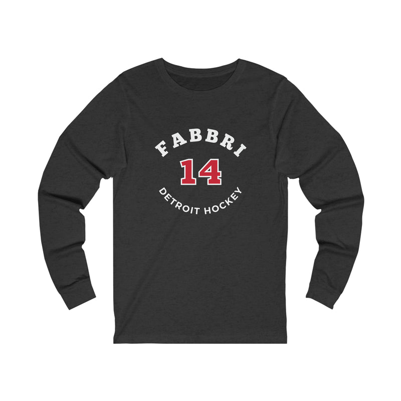 Fabbri 14 Detroit Hockey Number Arch Design Unisex Jersey Long Sleeve Shirt
