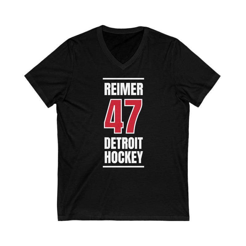 Reimer 47 Detroit Hockey Red Vertical Design Unisex V-Neck Tee