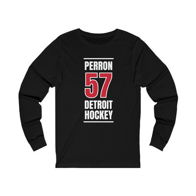 Perron 57 Detroit Hockey Red Vertical Design Unisex Jersey Long Sleeve Shirt