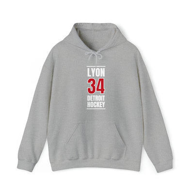 Lyon 34 Detroit Hockey Red Vertical Design Unisex Hooded Sweatshirt