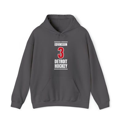 Edvinsson 3 Detroit Hockey Red Vertical Design Unisex Hooded Sweatshirt
