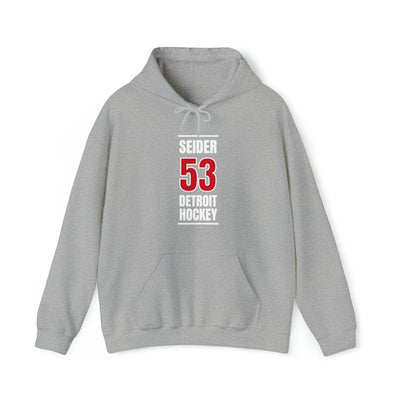 Seider 53 Detroit Hockey Red Vertical Design Unisex Hooded Sweatshirt