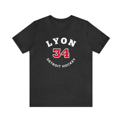 Lyon 34 Detroit Hockey Number Arch Design Unisex T-Shirt