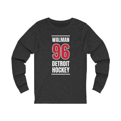 Walman 96 Detroit Hockey Red Vertical Design Unisex Jersey Long Sleeve Shirt
