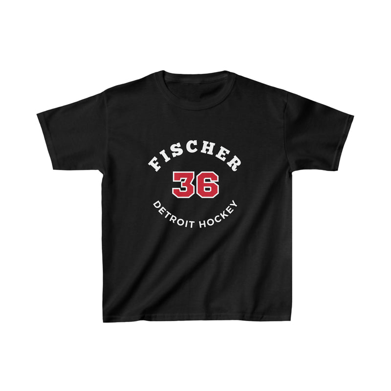 Fischer 36 Detroit Hockey Number Arch Design Kids Tee