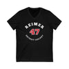 Reimer 47 Detroit Hockey Number Arch Design Unisex V-Neck Tee