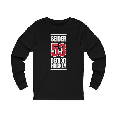 Seider 53 Detroit Hockey Red Vertical Design Unisex Jersey Long Sleeve Shirt