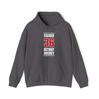 Fischer 36 Detroit Hockey Red Vertical Design Unisex Hooded Sweatshirt