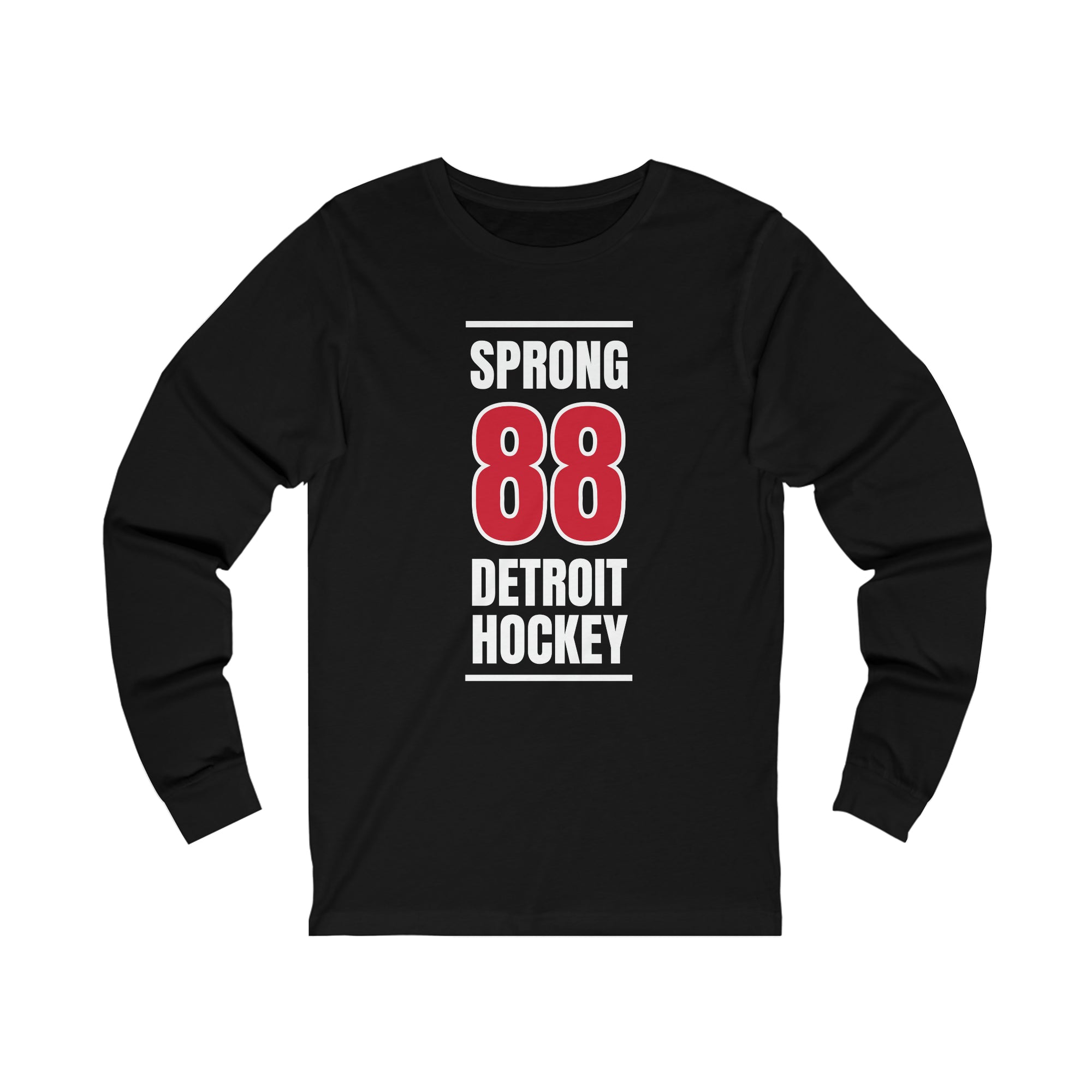 Sprong 88 Detroit Hockey Red Vertical Design Unisex Jersey Long Sleeve Shirt