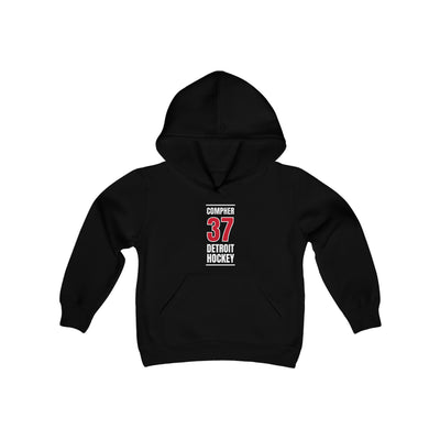 Compher 37 Detroit Hockey Red Vertical Design Youth Hooded Sweatshirt