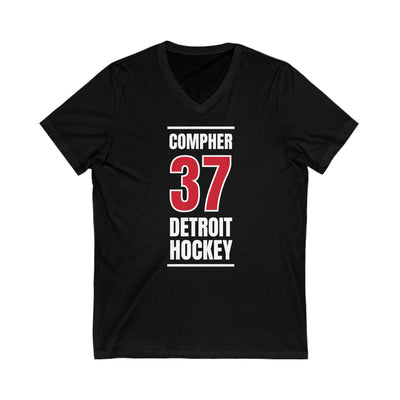 Compher 37 Detroit Hockey Red Vertical Design Unisex V-Neck Tee