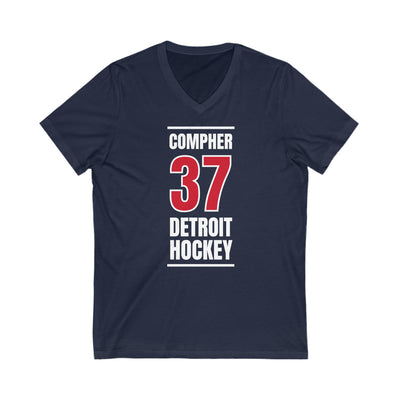 Compher 37 Detroit Hockey Red Vertical Design Unisex V-Neck Tee