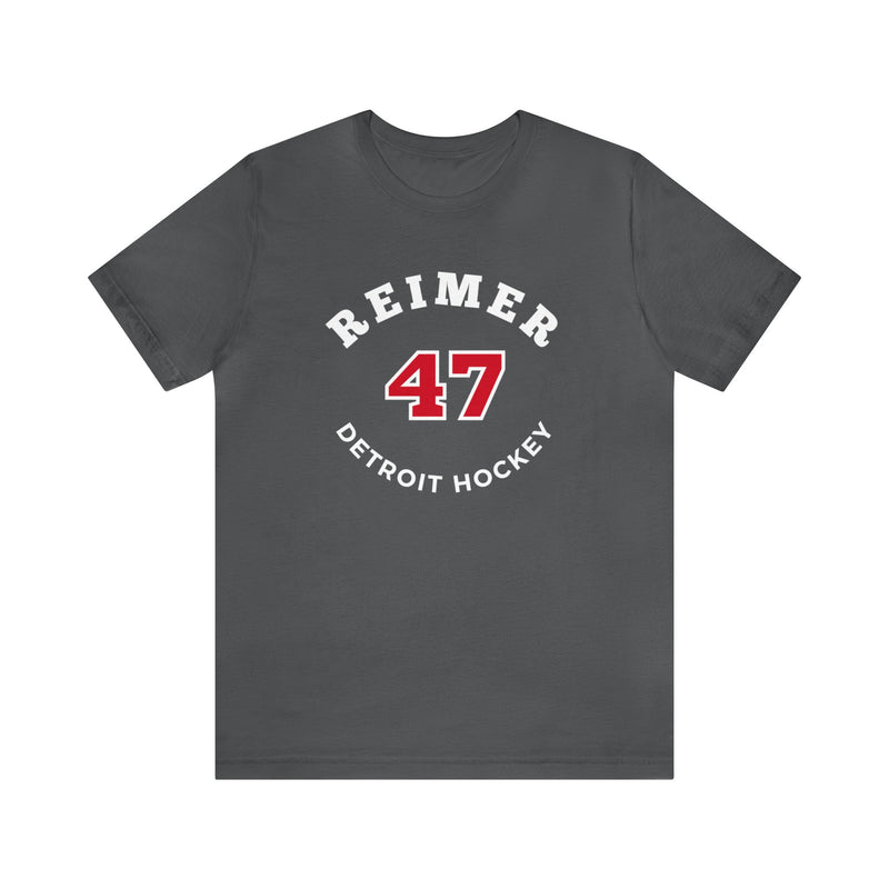 Reimer 47 Detroit Hockey Number Arch Design Unisex T-Shirt