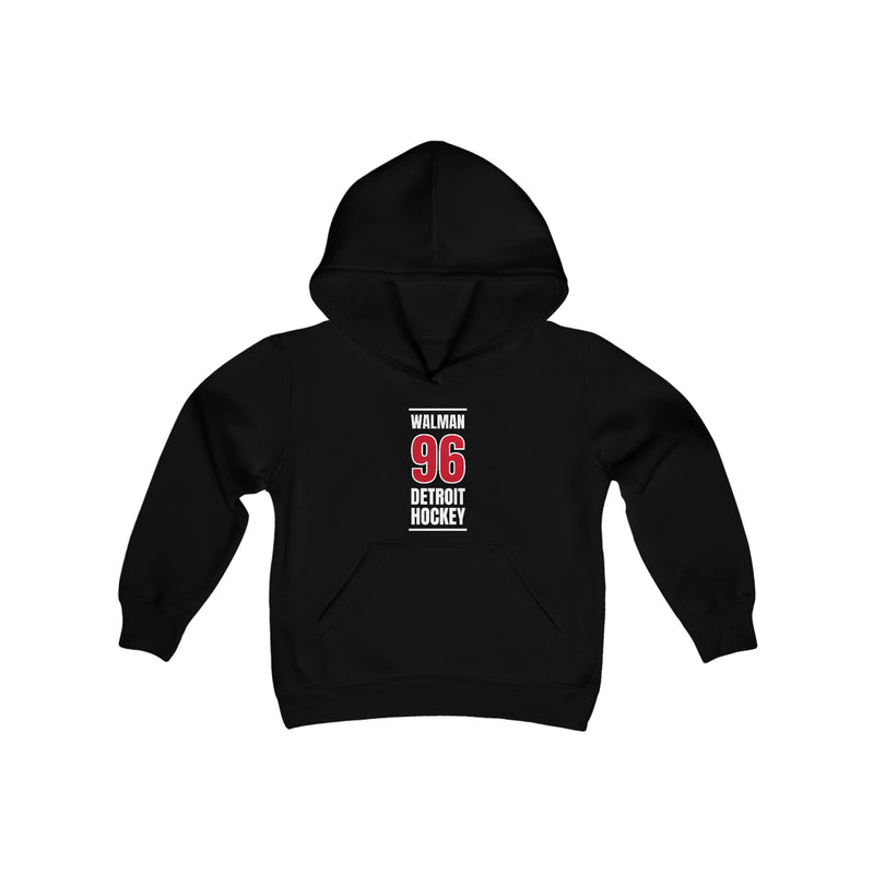 Walman 96 Detroit Hockey Red Vertical Design Youth Hooded Sweatshirt