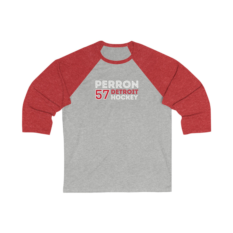 Perron 57 Detroit Hockey Grafitti Wall Design Unisex Tri-Blend 3/4 Sleeve Raglan Baseball Shirt