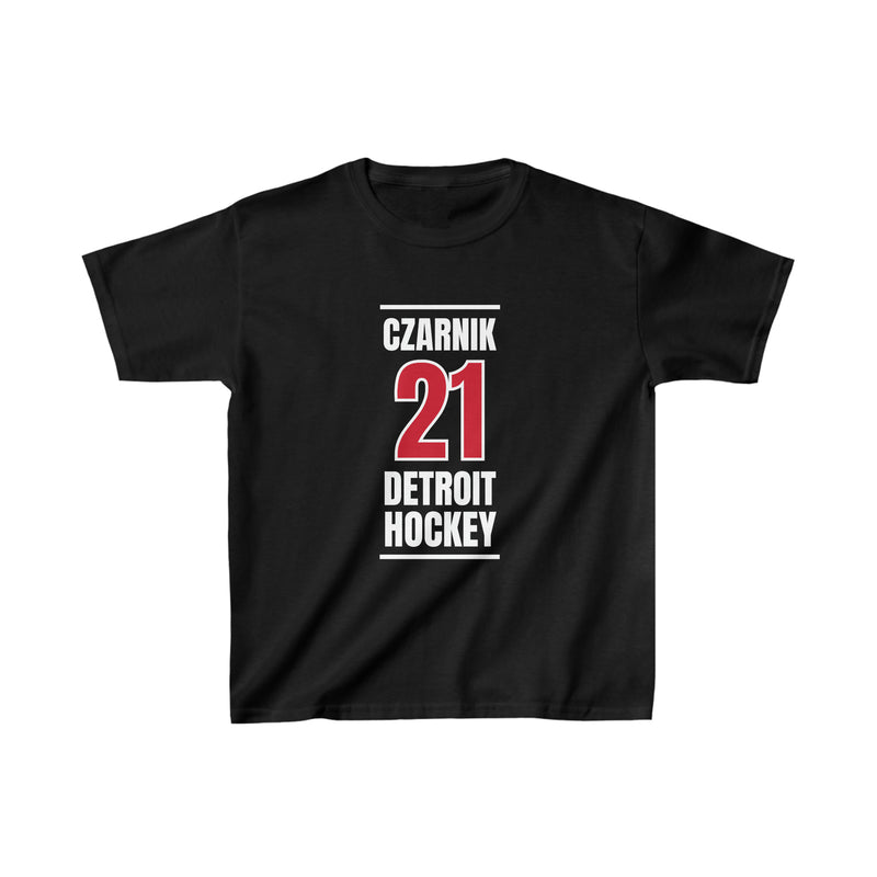 Czarnik 21 Detroit Hockey Red Vertical Design Kids Tee