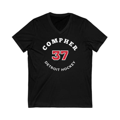 Compher 37 Detroit Hockey Number Arch Design Unisex V-Neck Tee