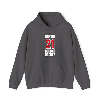 Kostin 21 Detroit Hockey Red Vertical Design Unisex Hooded Sweatshirt