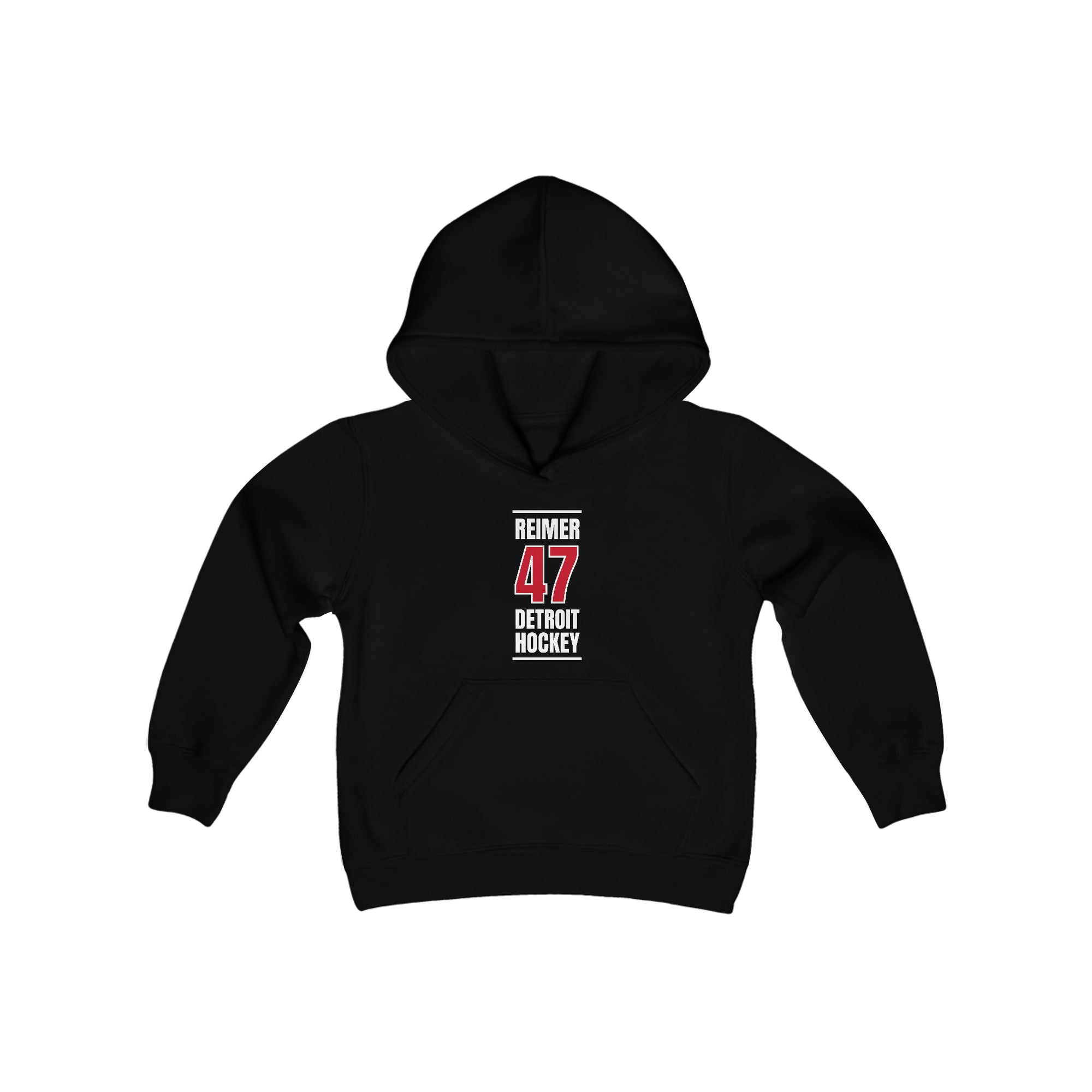 Reimer 47 Detroit Hockey Red Vertical Design Youth Hooded Sweatshirt