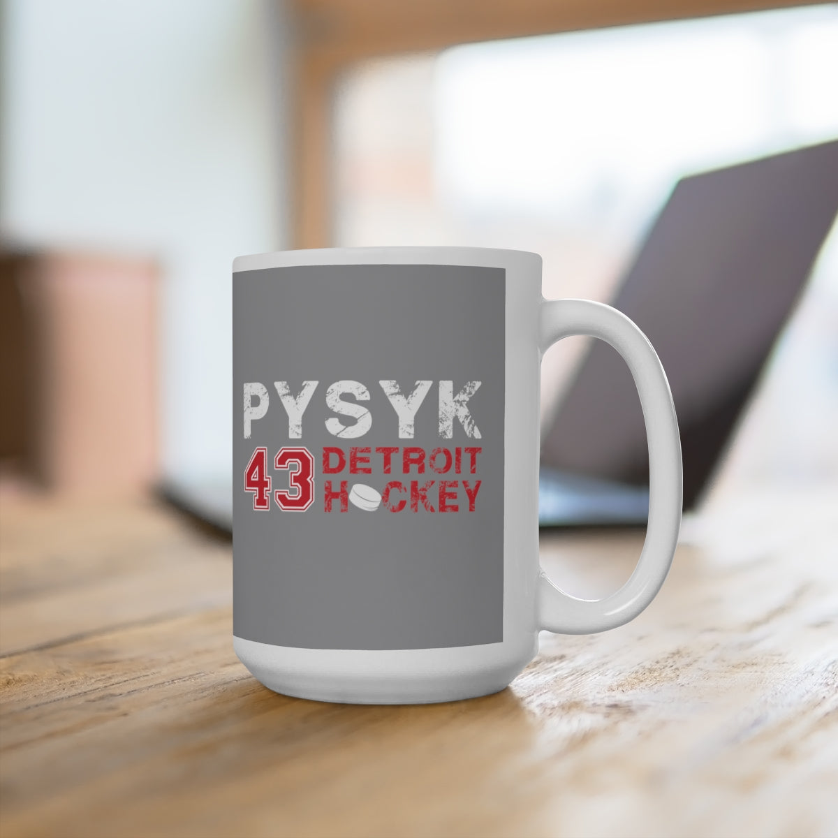 Pysyk 43 Detroit Hockey Ceramic Coffee Mug In Gray, 15oz
