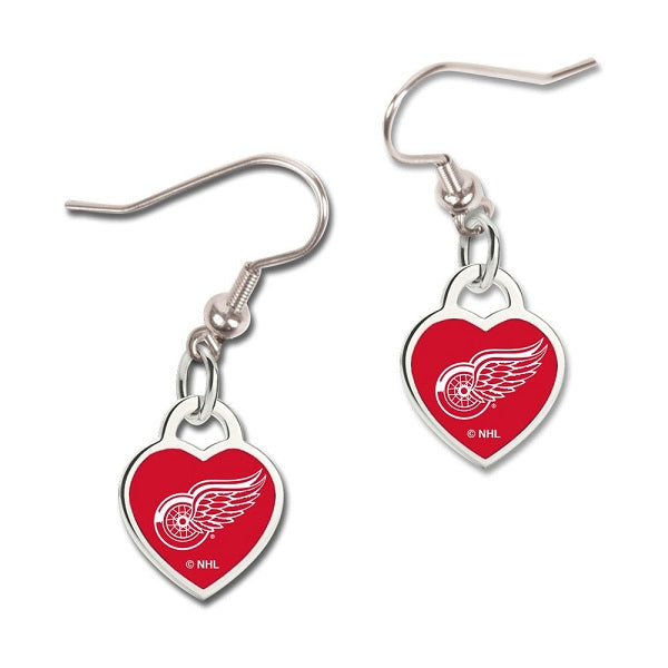 Detroit Red Wings 3D Heart Dangle Earrings